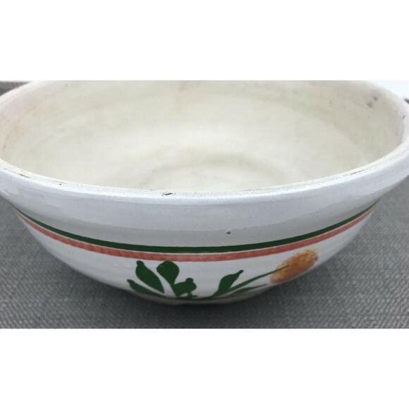 Vintage Lee’s Pottery Hand Painted Floral Fruit Bowl Planter Cream 8.5in x 3in - Picture 1 of 12